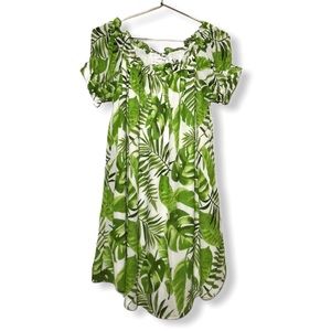 Belle Vere | Off Shoulder Dress Palm Leaf Floral
